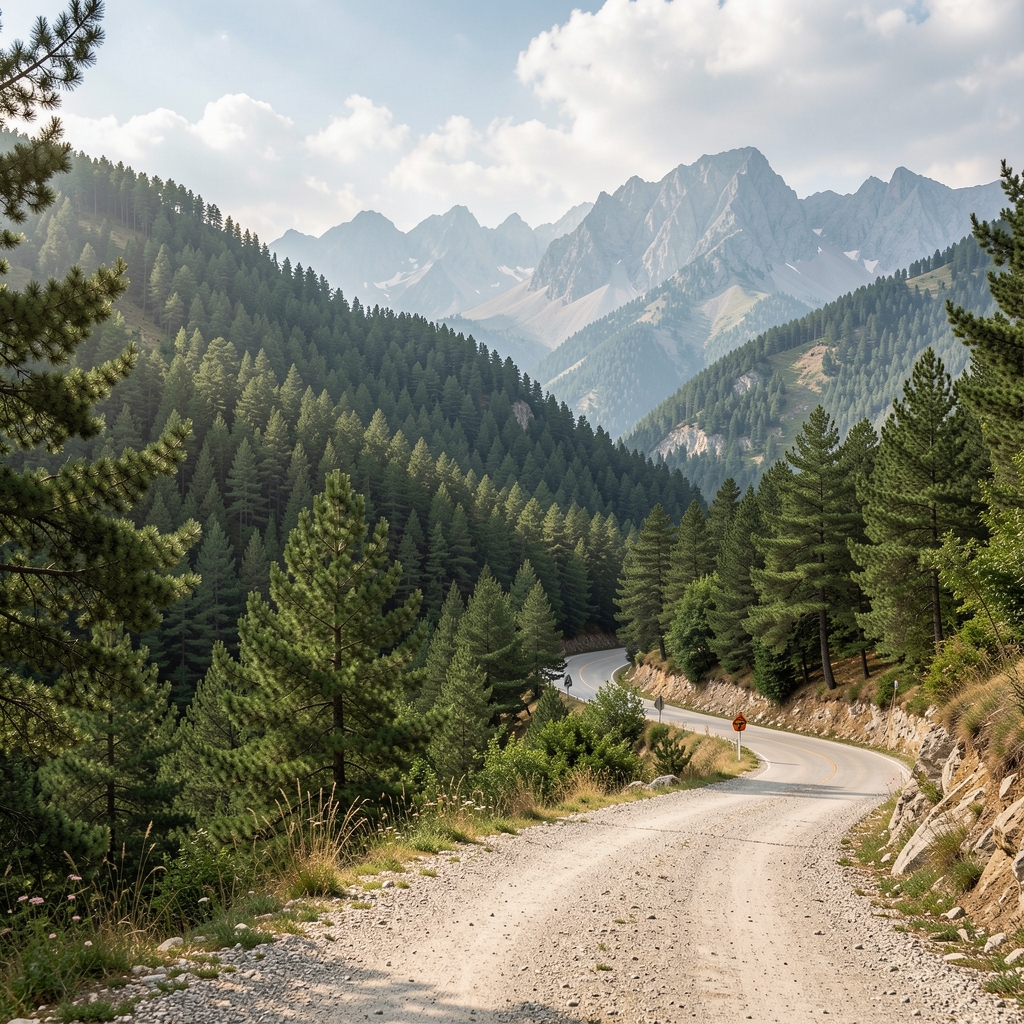 Türkiye doğasında ormanlık alan ve dağ yolu, outdoor aktivite ortamı