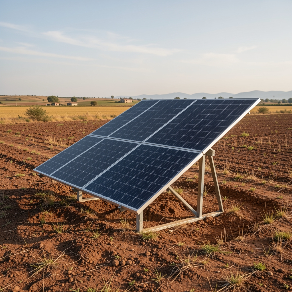 Kamp alanında açık araziye kurulu katlanabilir solar şarj paneli