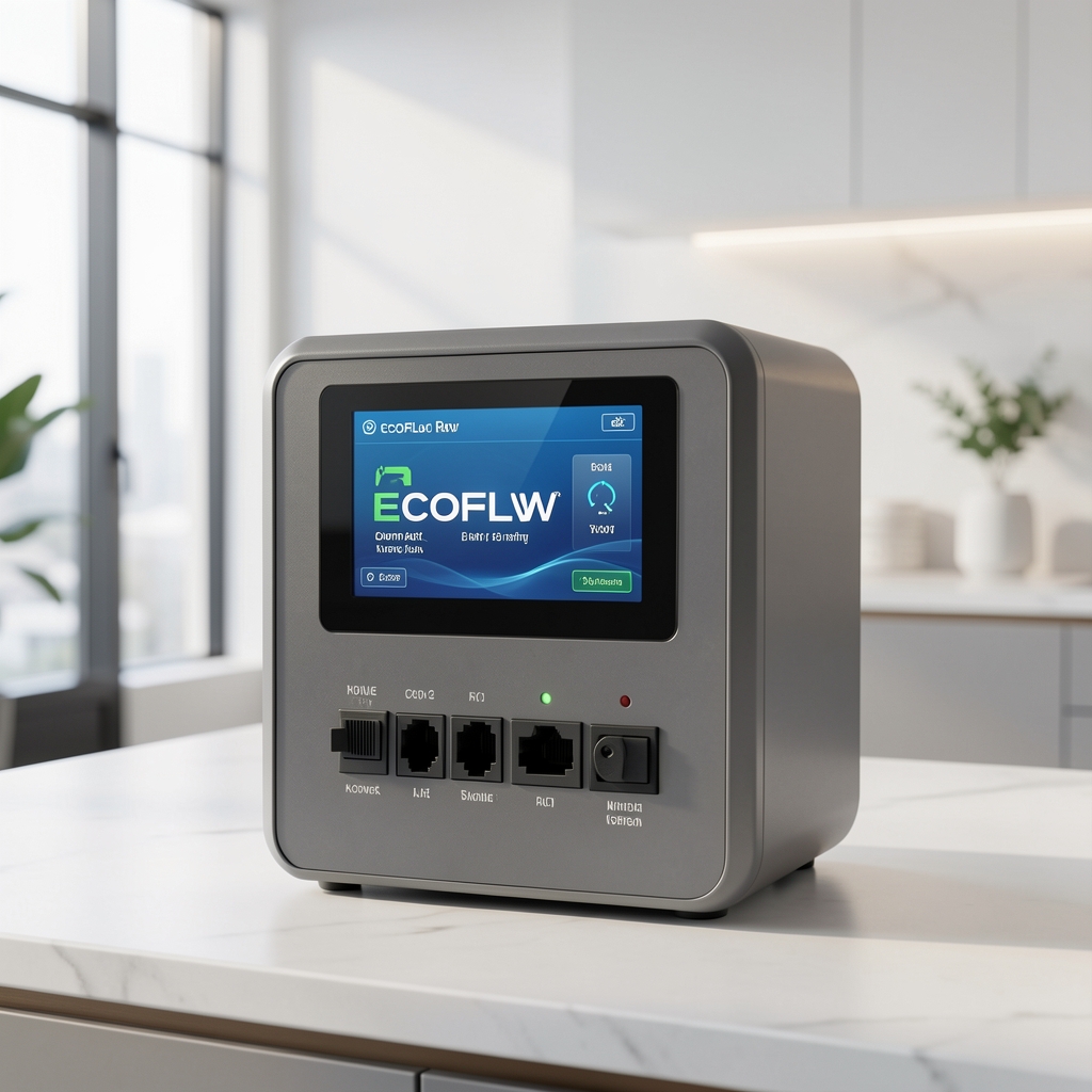 EcoFlow River 2 kompakt enerji istasyonu, dijital ekranı ve bağlantı portları görünür hâlde