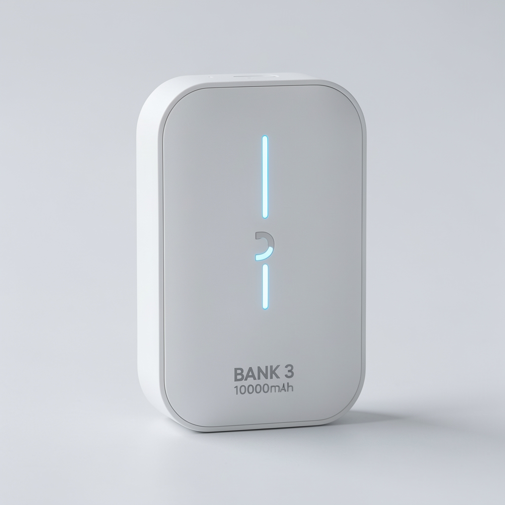 Xiaomi Power Bank 3 10000mAh kompakt tasarım, beyaz gövde ve LED gösterge çizgisi