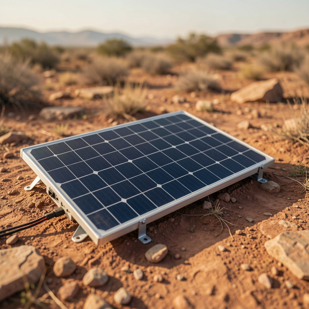 Goal Zero Nomad 50 outdoor solar panel, sert zemine yatay yerleştirilmiş hâl