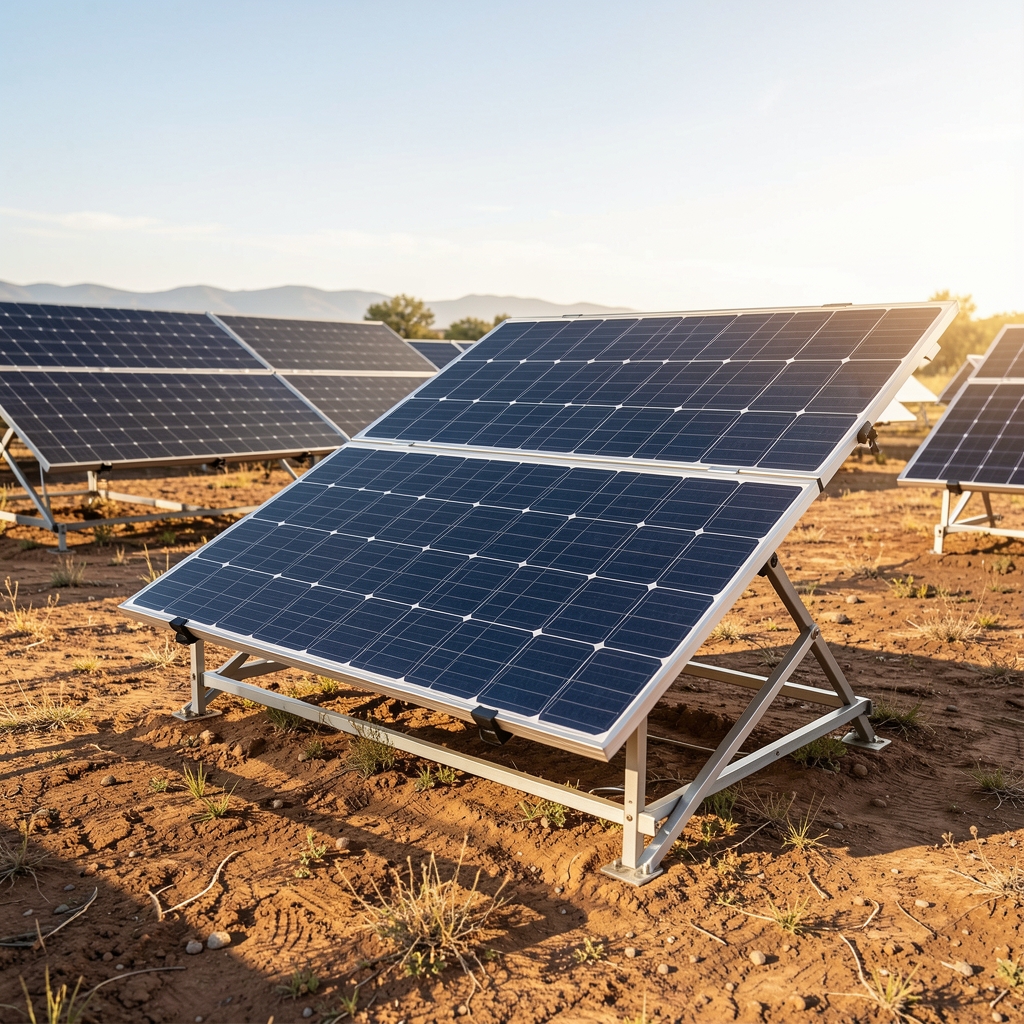 Açık alanda güneş ışığına maruz kalan katlanabilir solar şarj paneli seti