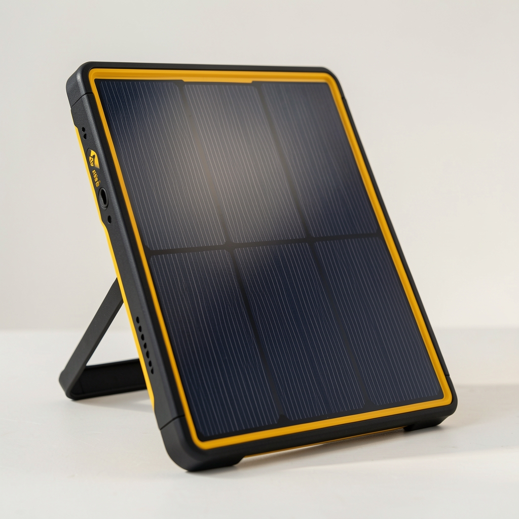 Jackery SolarSaga 40W katlanabilir panel, sarı-siyah tasarım detayı
